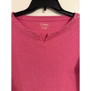 LL Bean Women's Petite Small Pink 3/4 Sleeve V-Neck T-Shirt Top